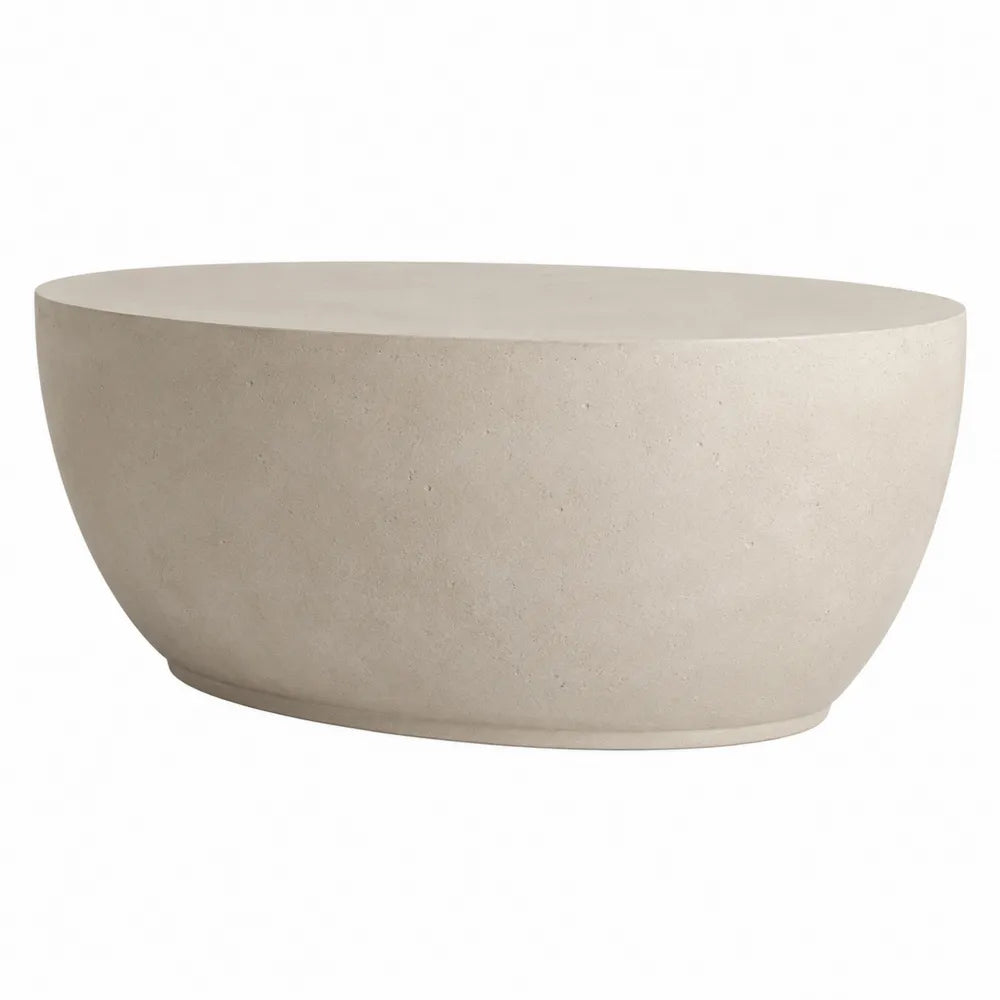 Betonowy owalny stolik kawowy 100 cm beżowy