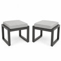 Zestaw 2 puf aluminiowych z poduszkami z poliestru 45x45x40 cm szary/czarny