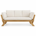 Drewniana sofa ogrodowa z poduszkami z tkaniny poliestrowej