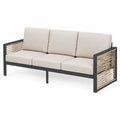 Sofa ogrodowa 3-osobowa z poduszkami aluminiowa beżowa/czarna