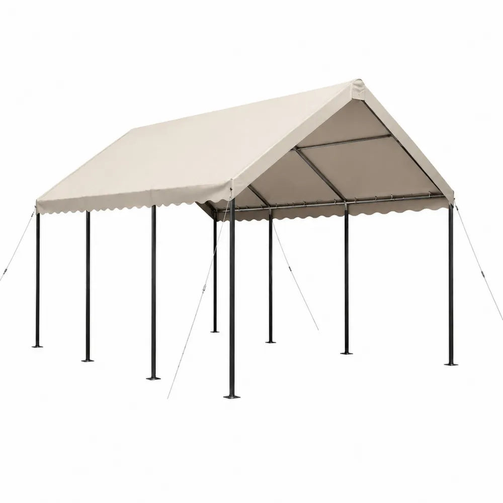 Zadaszenie samochodowe 370x370 cm stal polietylen beżowy